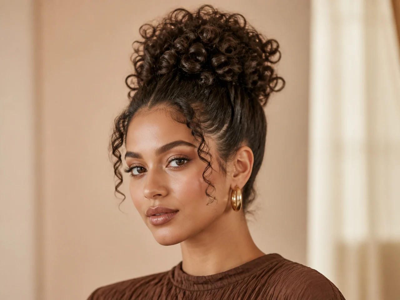 A sculpted coily updo
