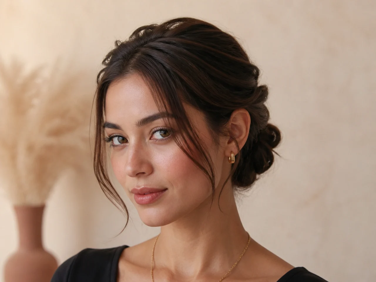 A twisted low chignon