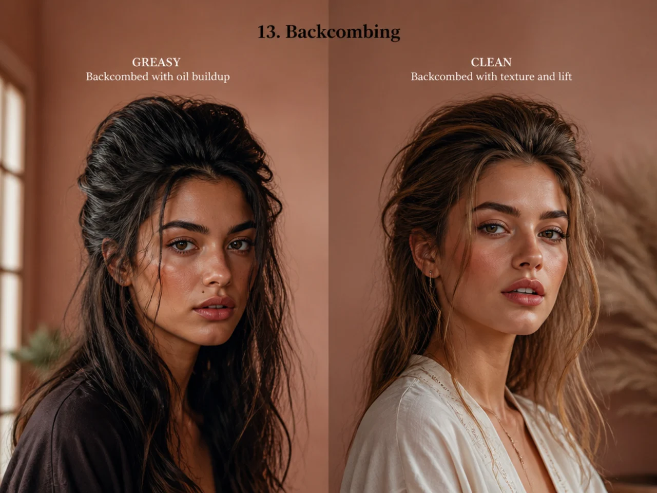 Backcombing compared on both