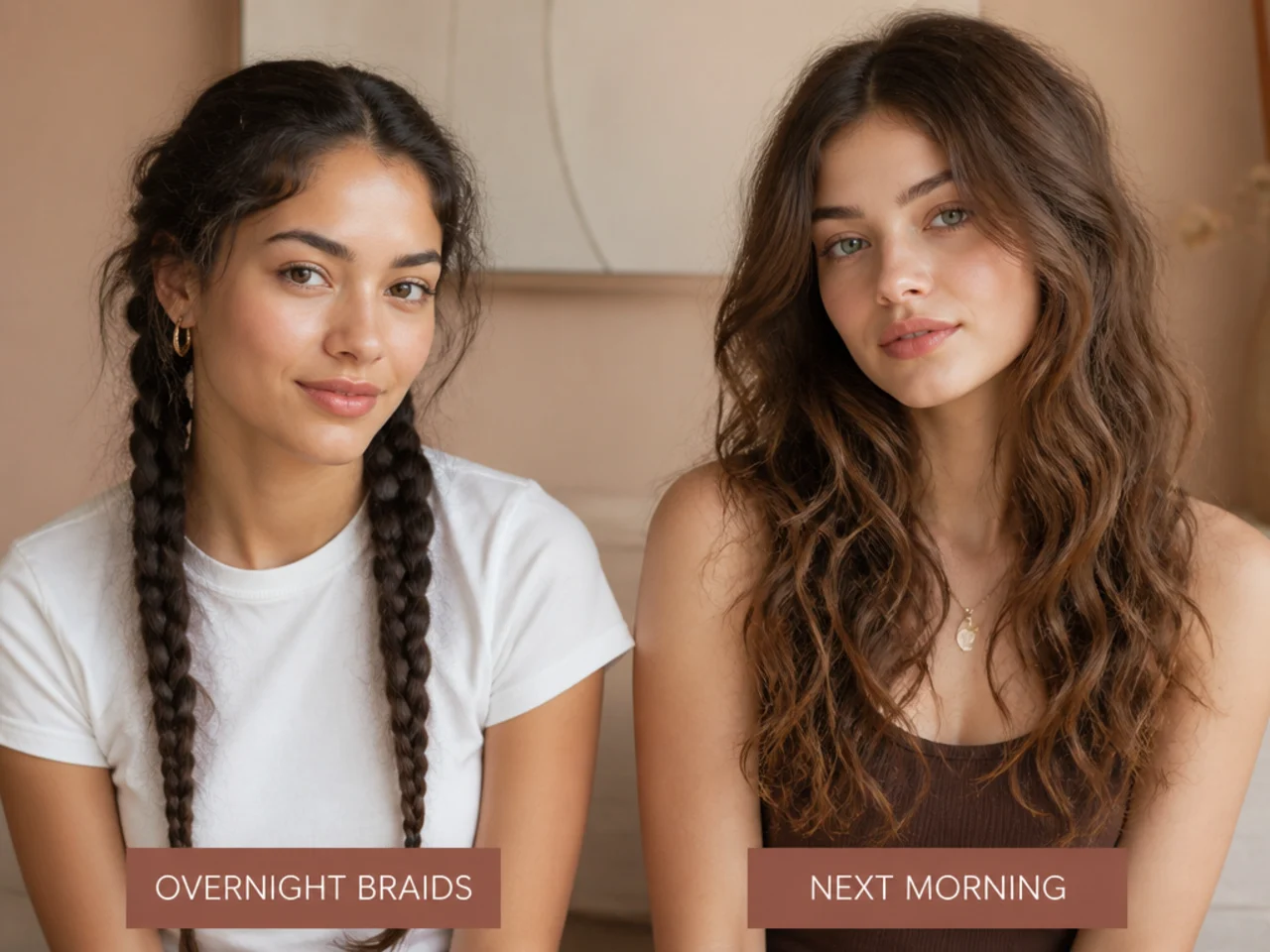 An overnight braid set compared on both