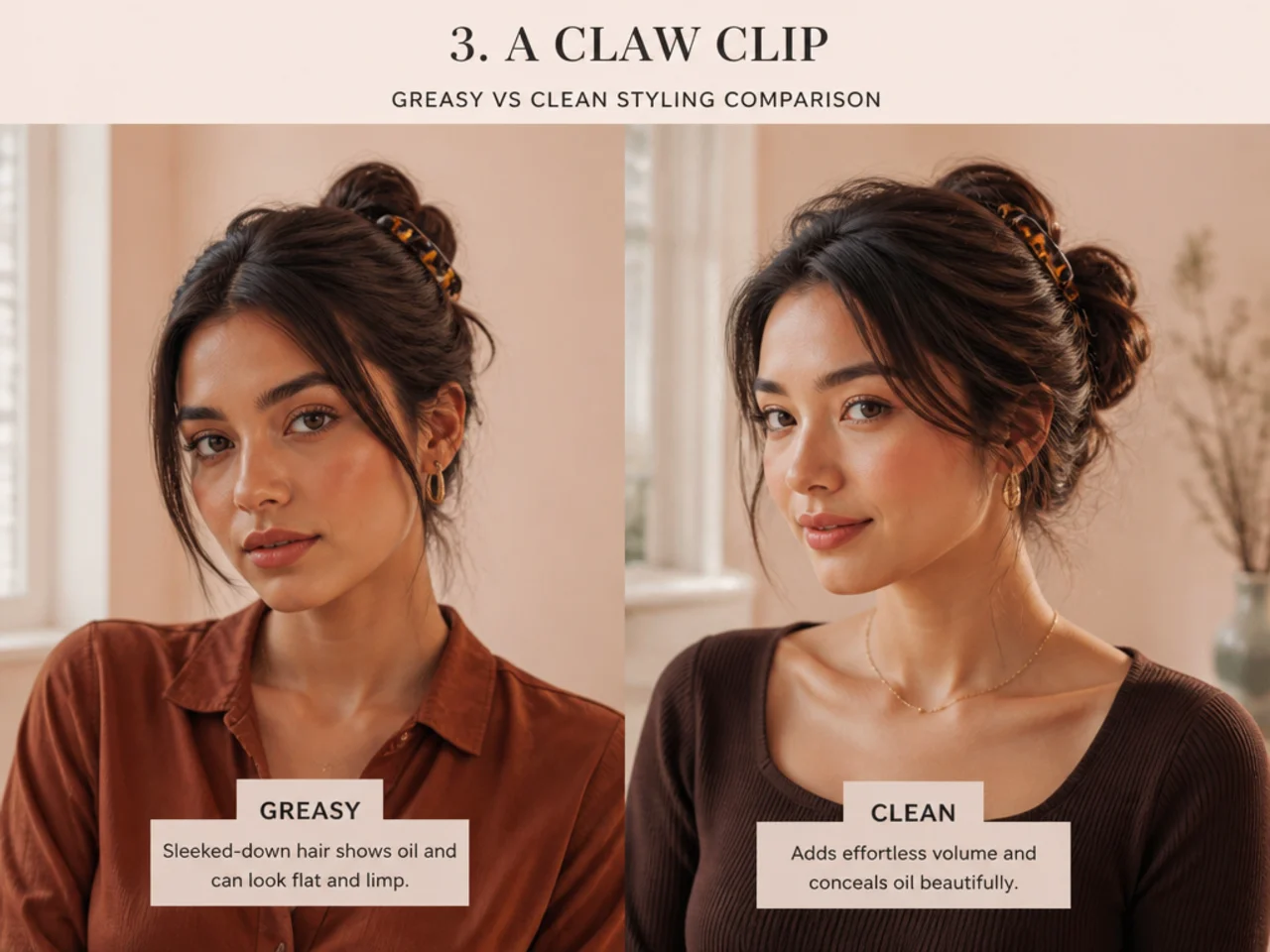 A claw clip compared on both