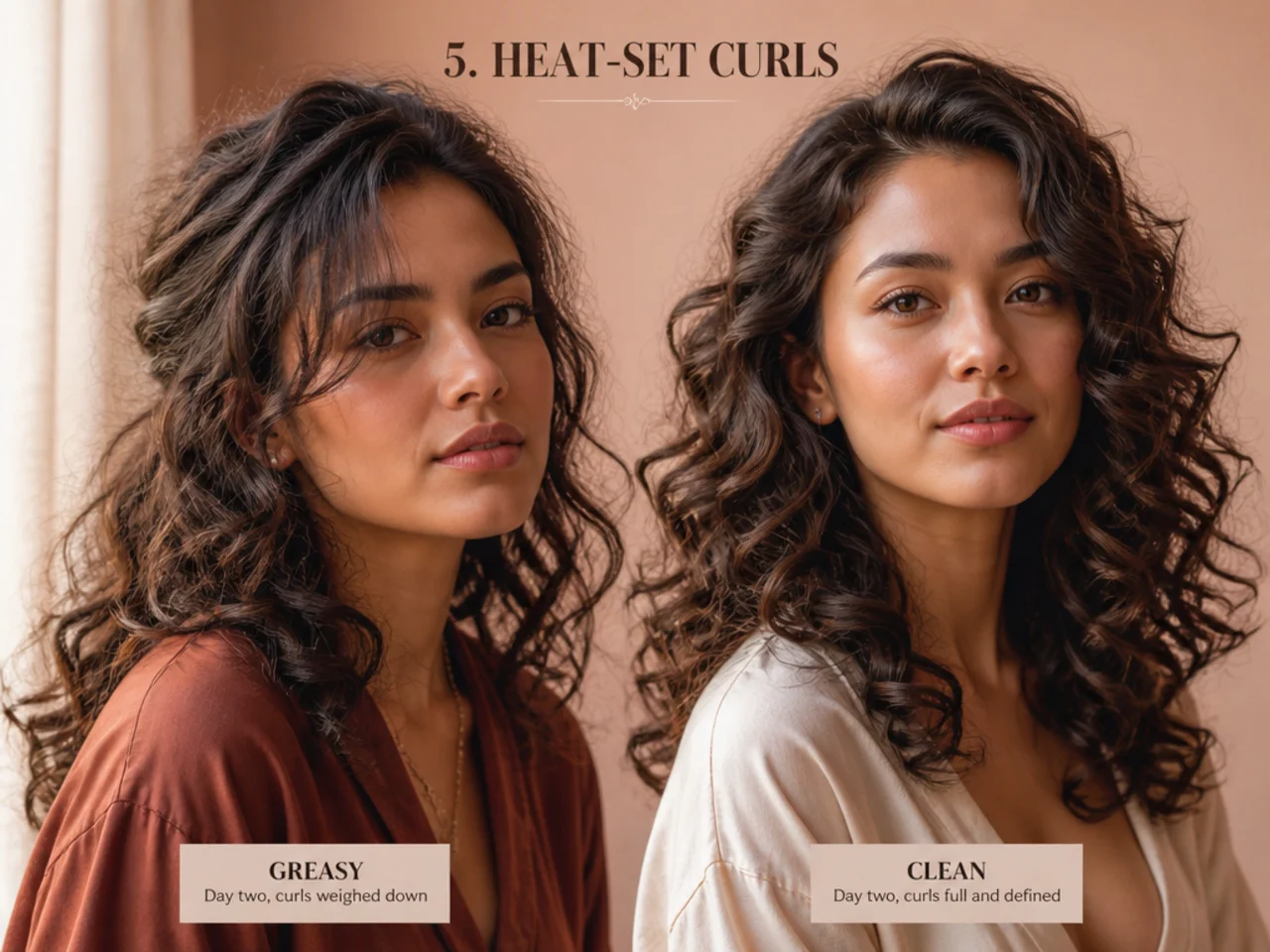 Heat-set curls compared on both