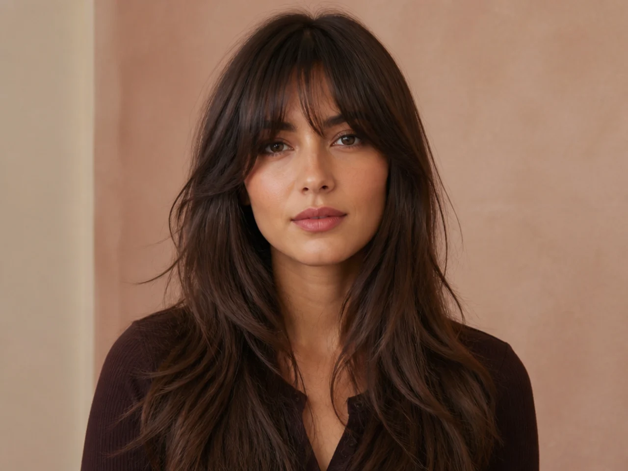 Fringe length blended into long layers