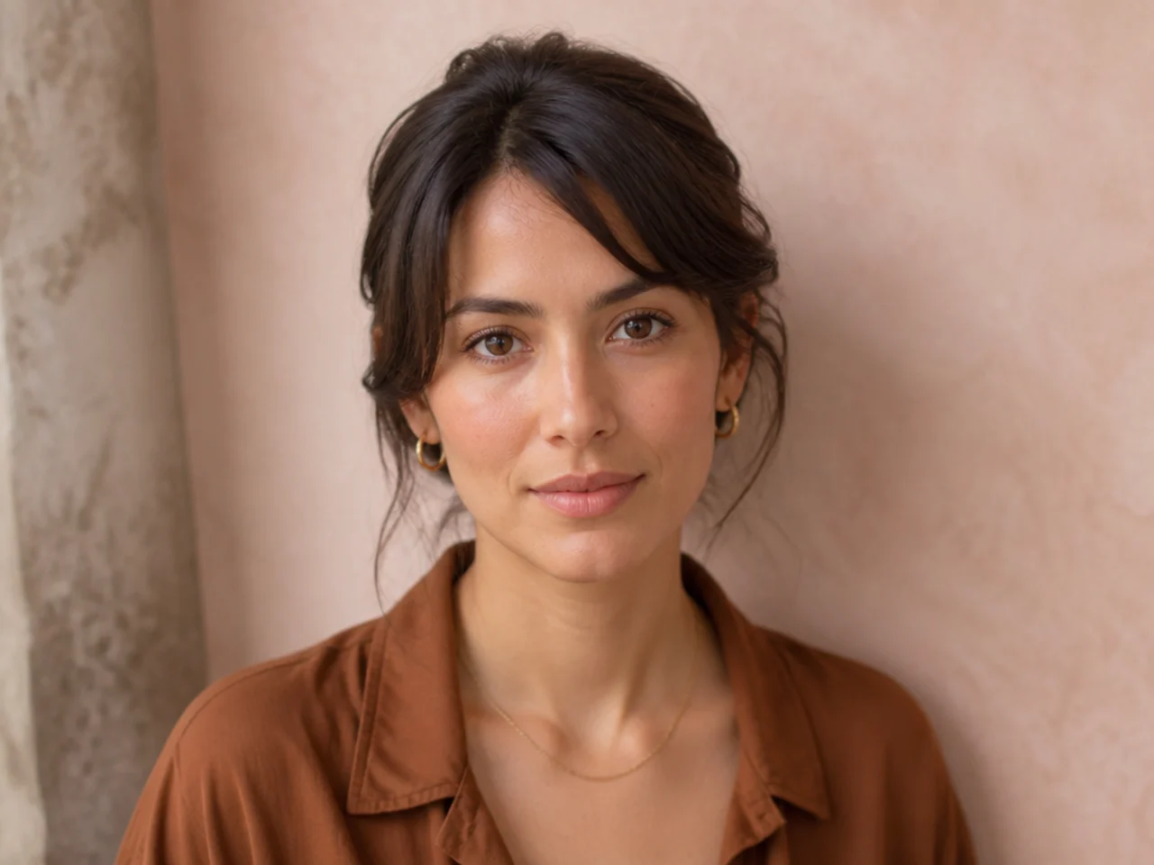A fringe twisted and pinned behind the ear