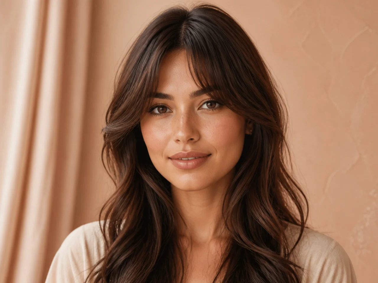 Grown-out side swept bangs recut into curtain bangs
