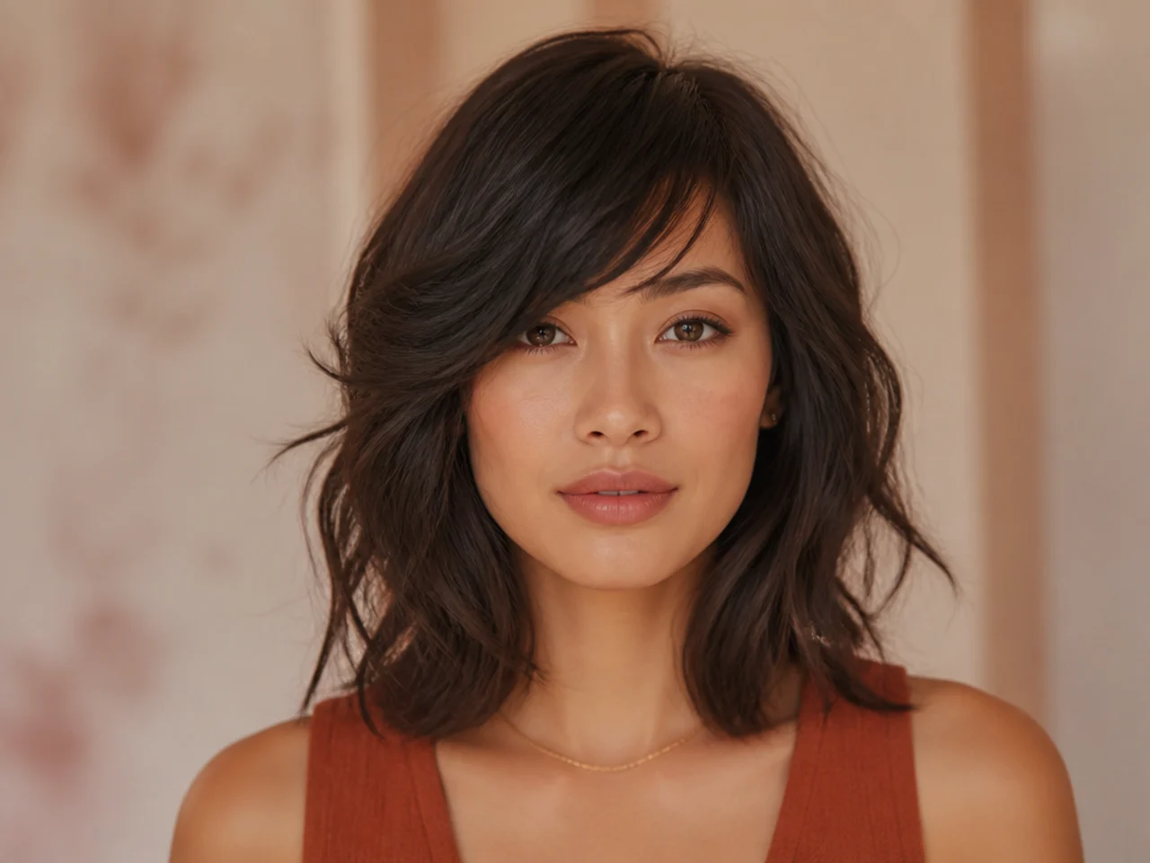 A fringe with the short end cut into the diagonal