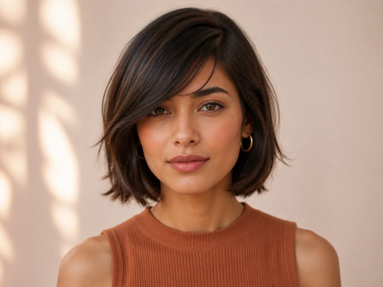 The short end of a fringe extended into the diagonal