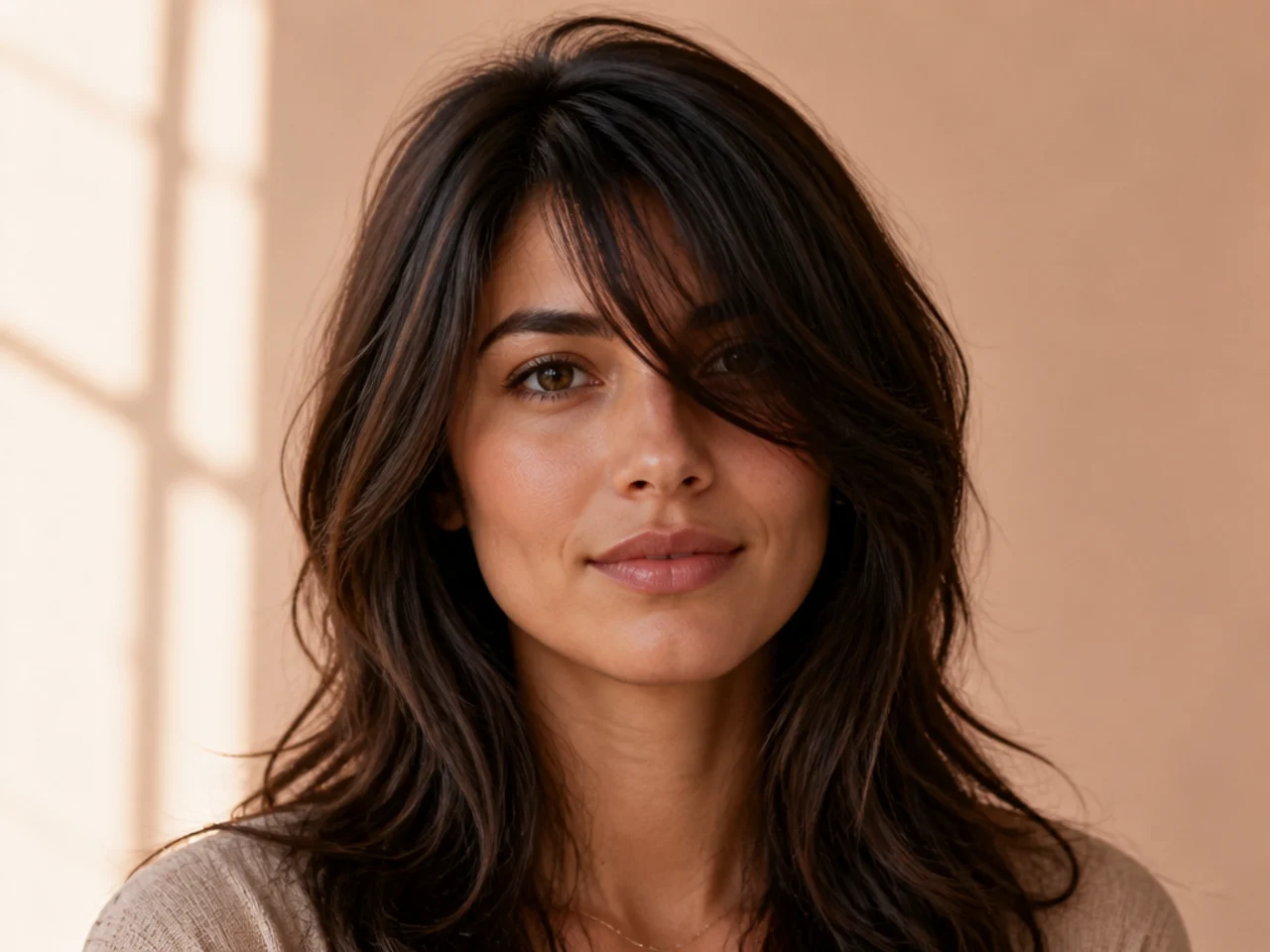 The shortest point of a fringe dropping toward the eye