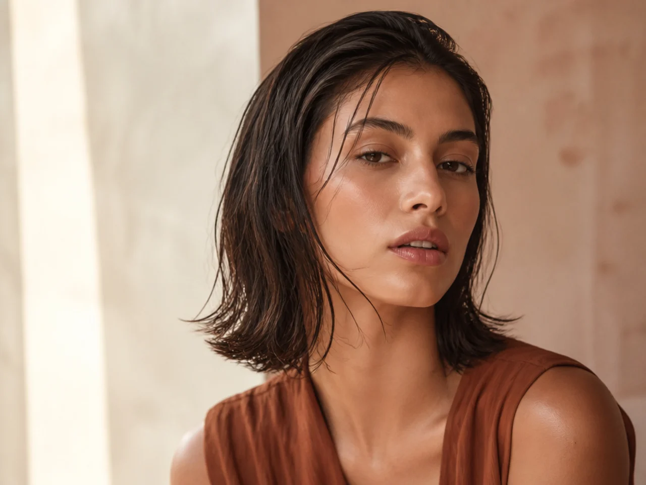 A wet-look style beginning to dry after several hours