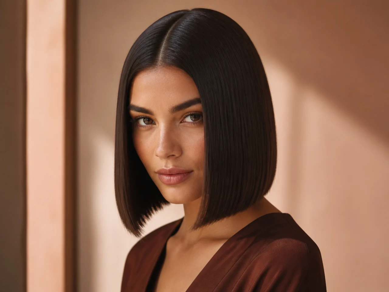 A hard centre part on a high-shine style