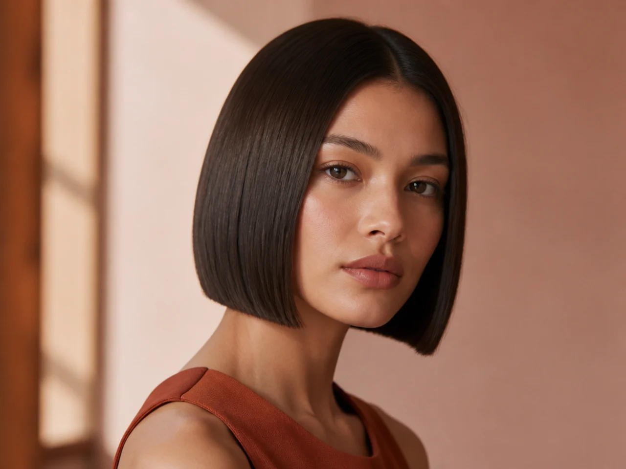 A straightened sleek bob