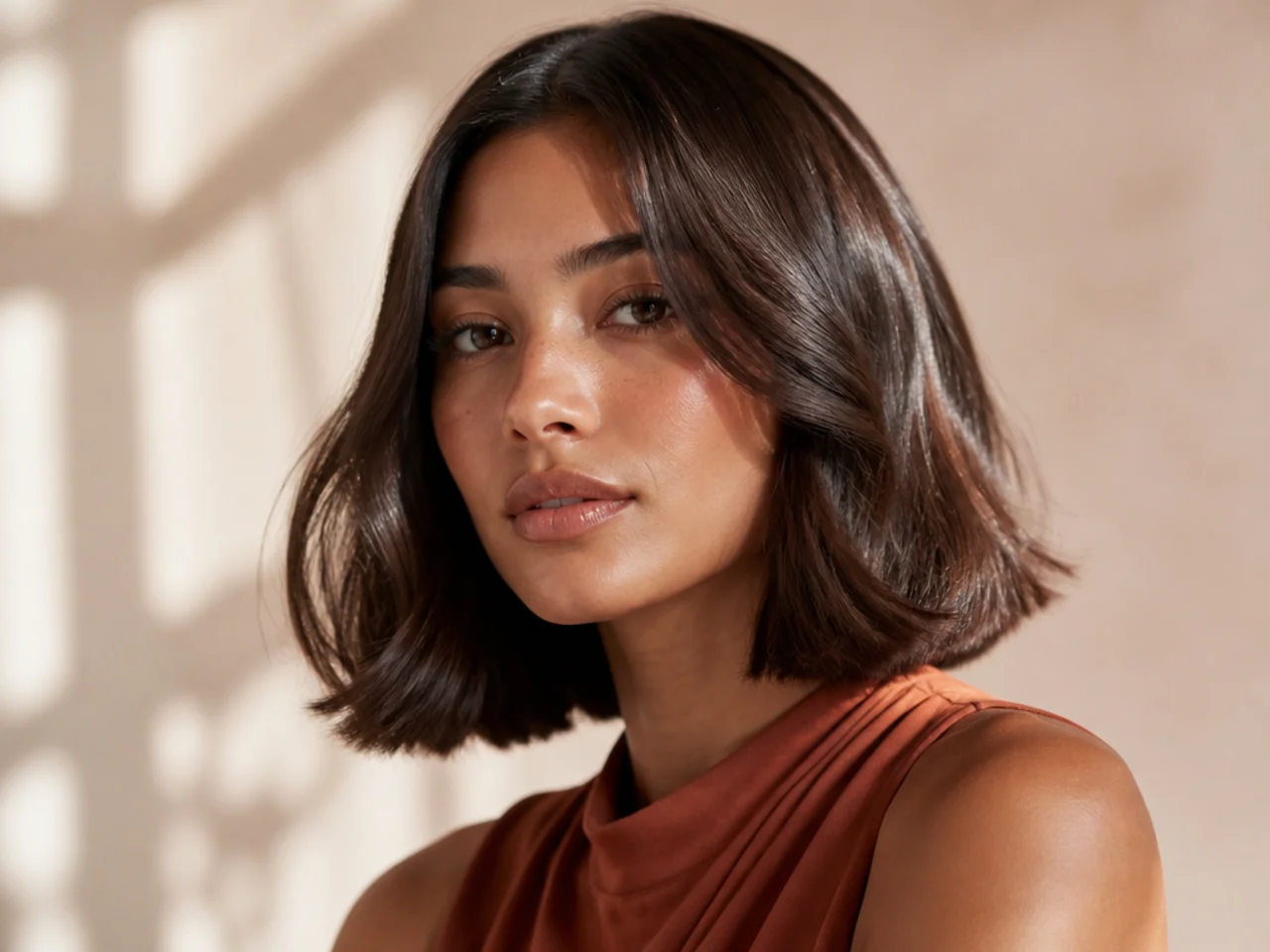A bob with a soft mid-length bend