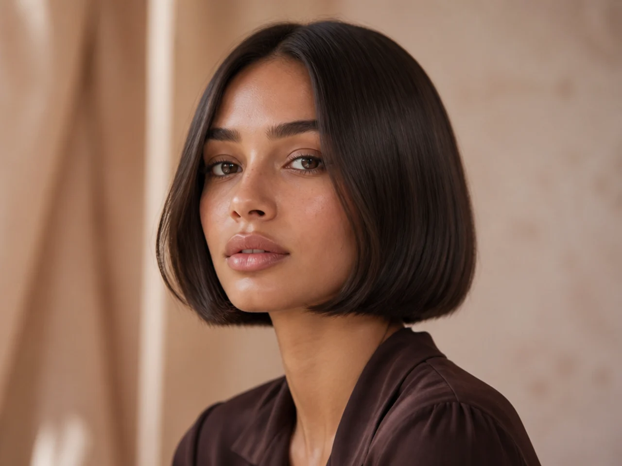 A jaw-length blunt bob