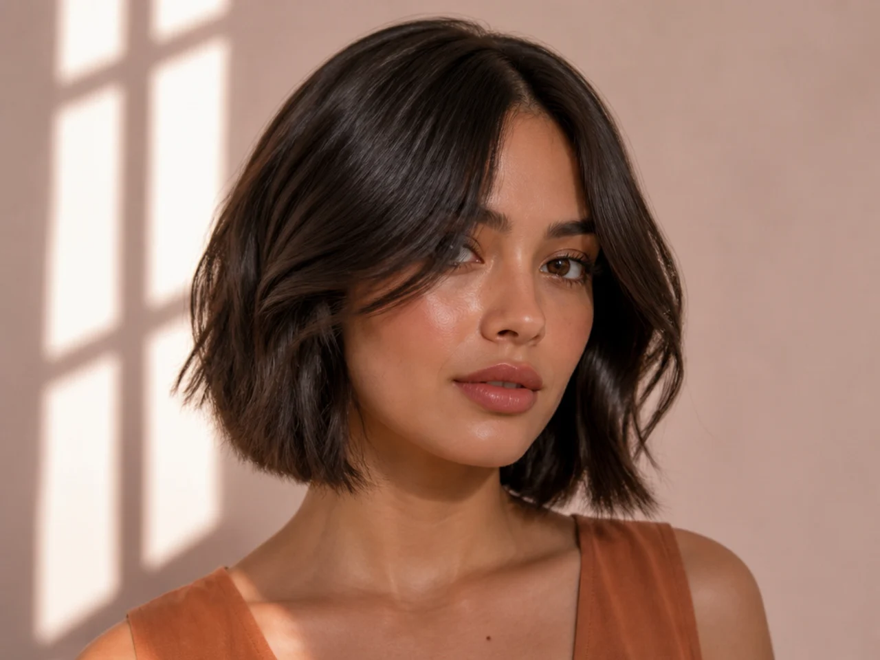 A bob with a softened point-cut perimeter