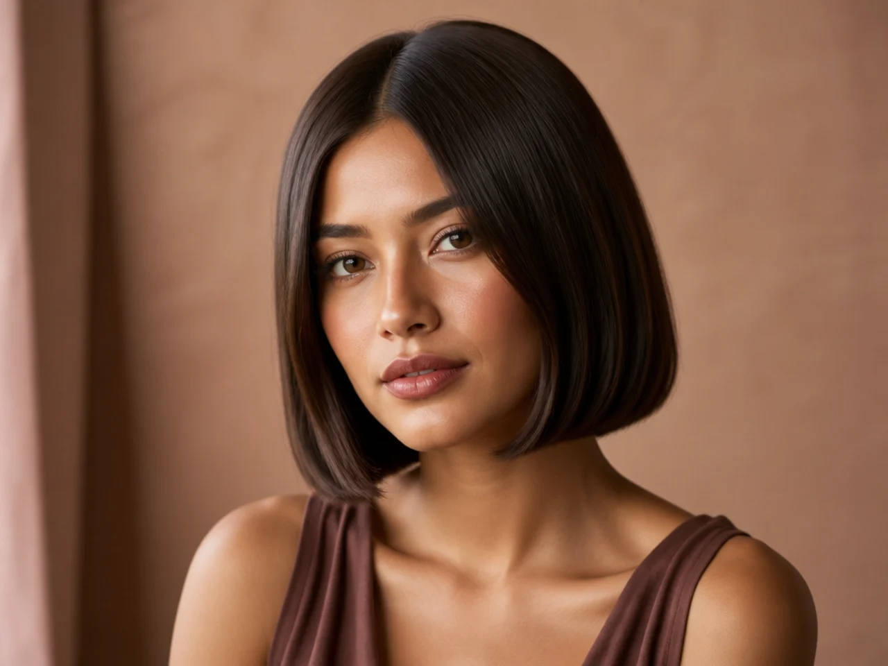 A centre-parted bob