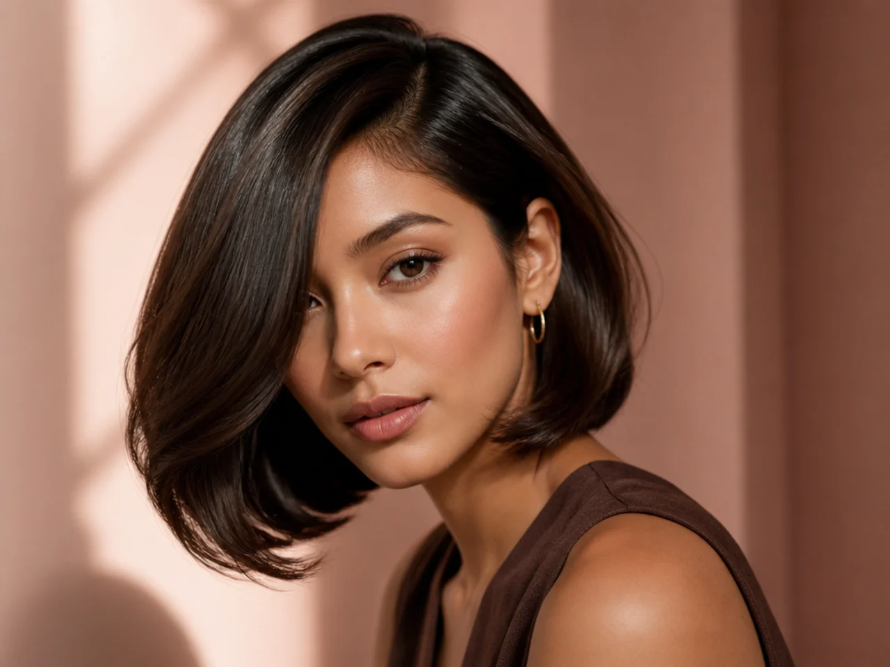 A bob with a deep side part