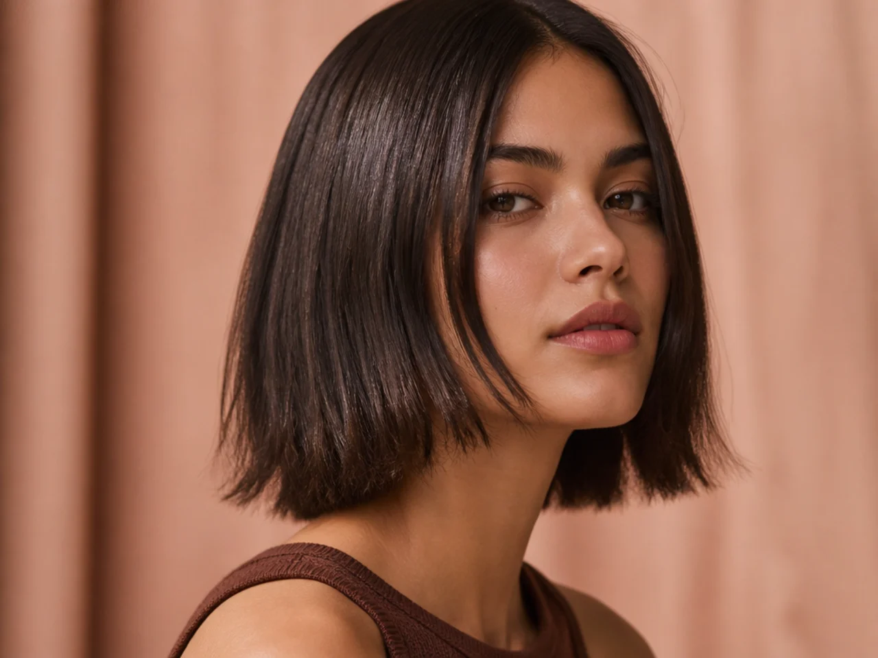 Dry damaged ends visible at bob length