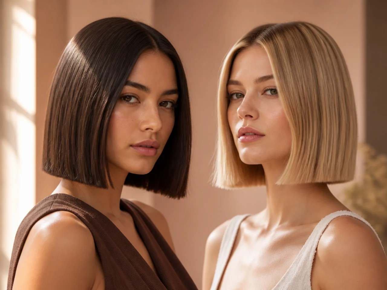 A blunt cut in dark and blonde