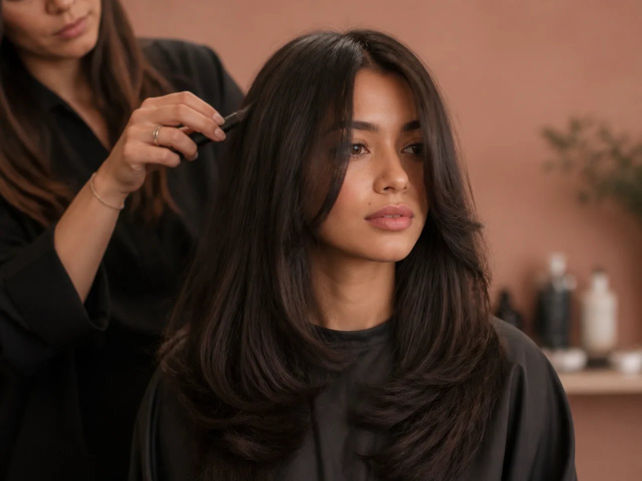 A colour appointment in progress