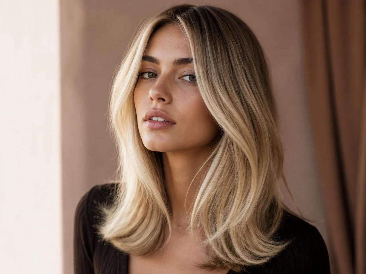 Blonde hair that has drifted toward visible contrast