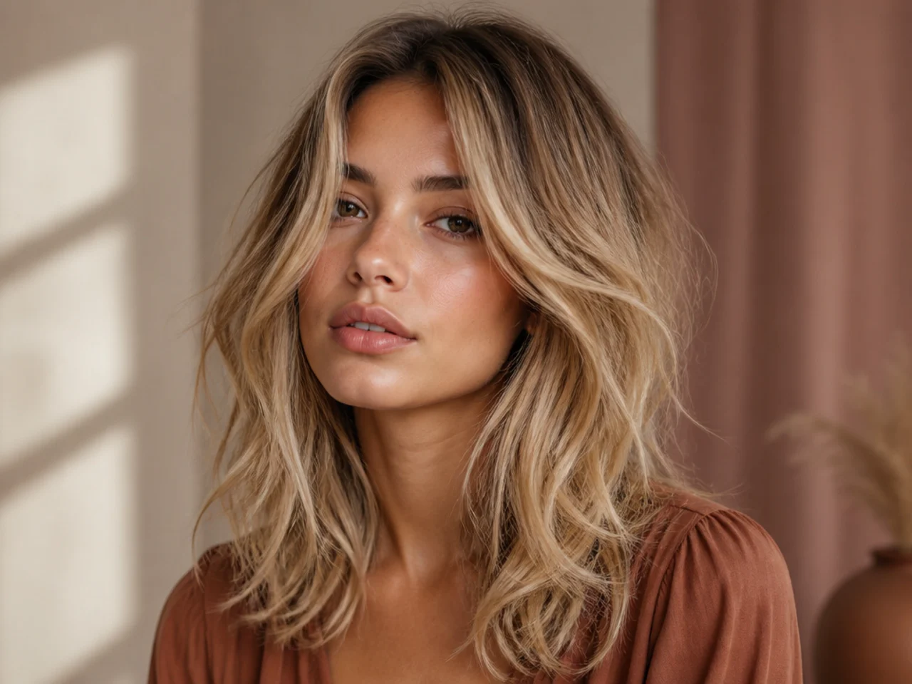 Blonde hair with undone texture