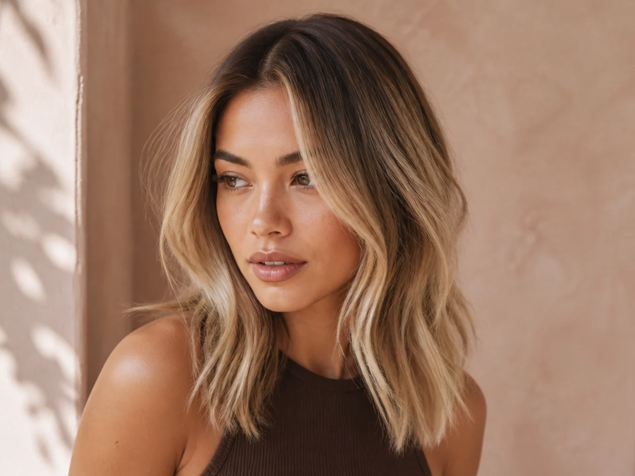 Blonde hair with a deliberately grown-out root