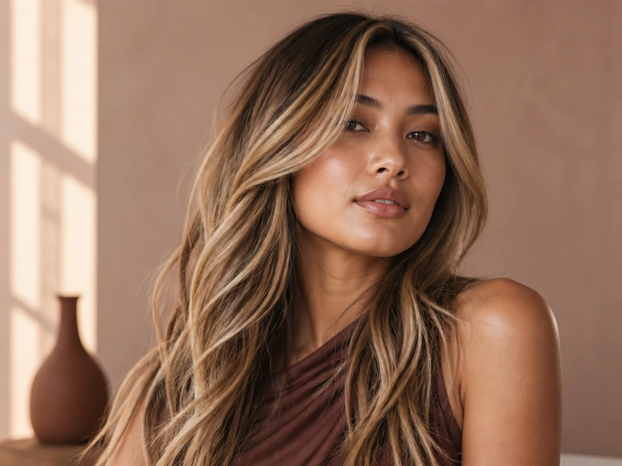 Streaky blonde hair with visible contrast