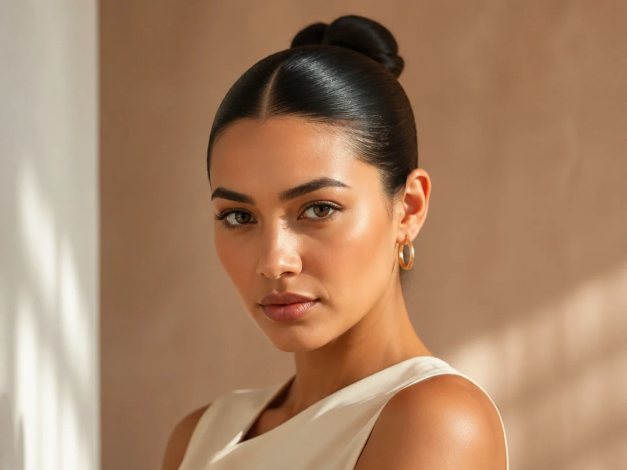 A bun with nothing left out at the front