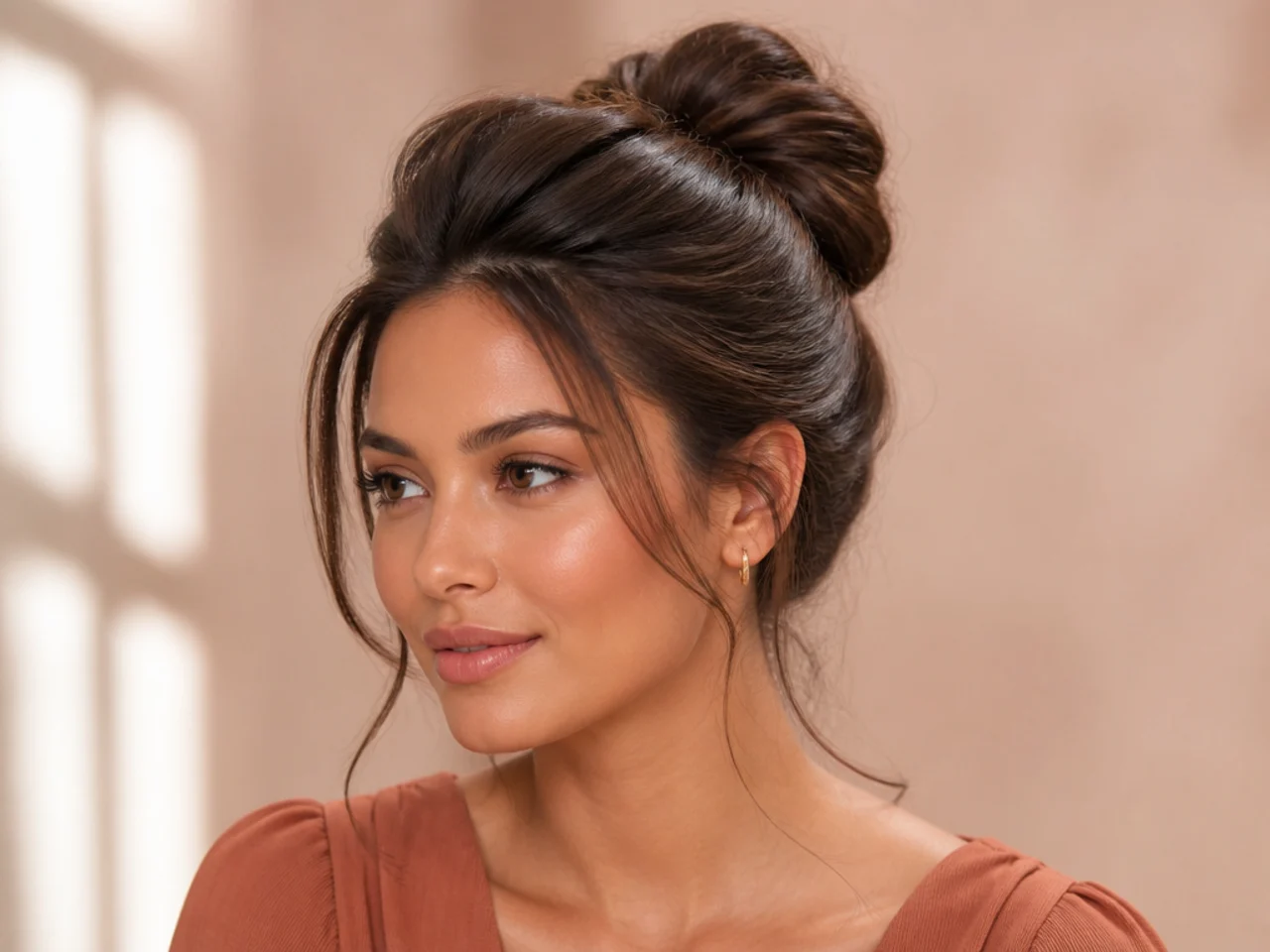 A bun with volume at the crown