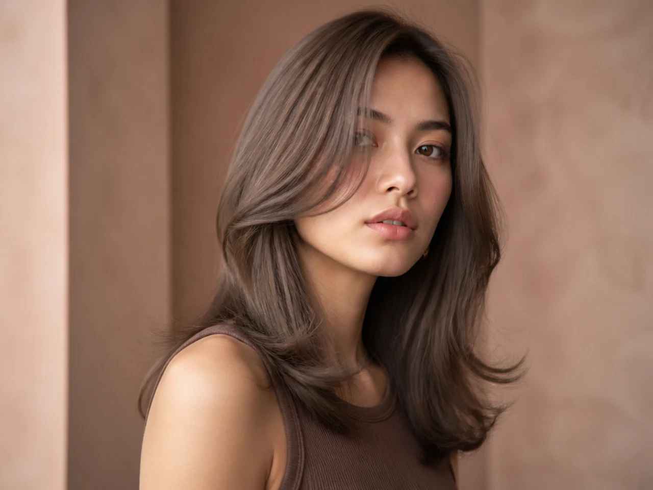 Cool ash brown hair