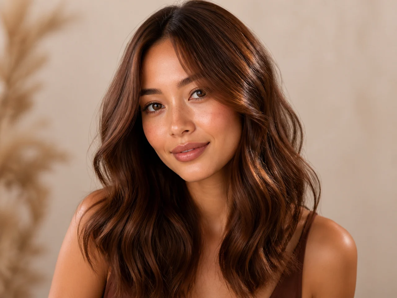 Warm chestnut hair colour
