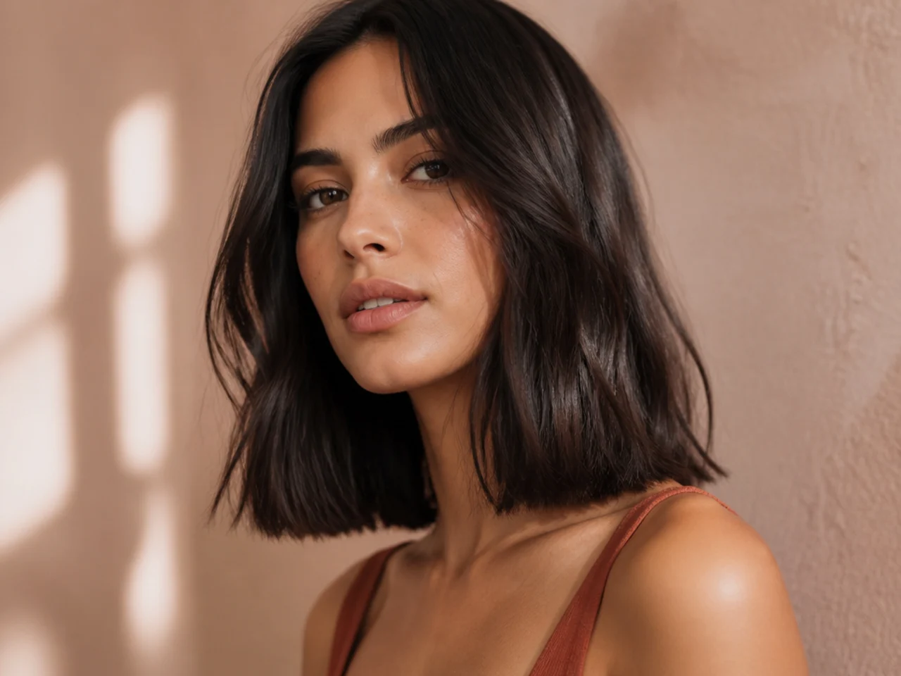 Undone hair with a freshly cut blunt perimeter