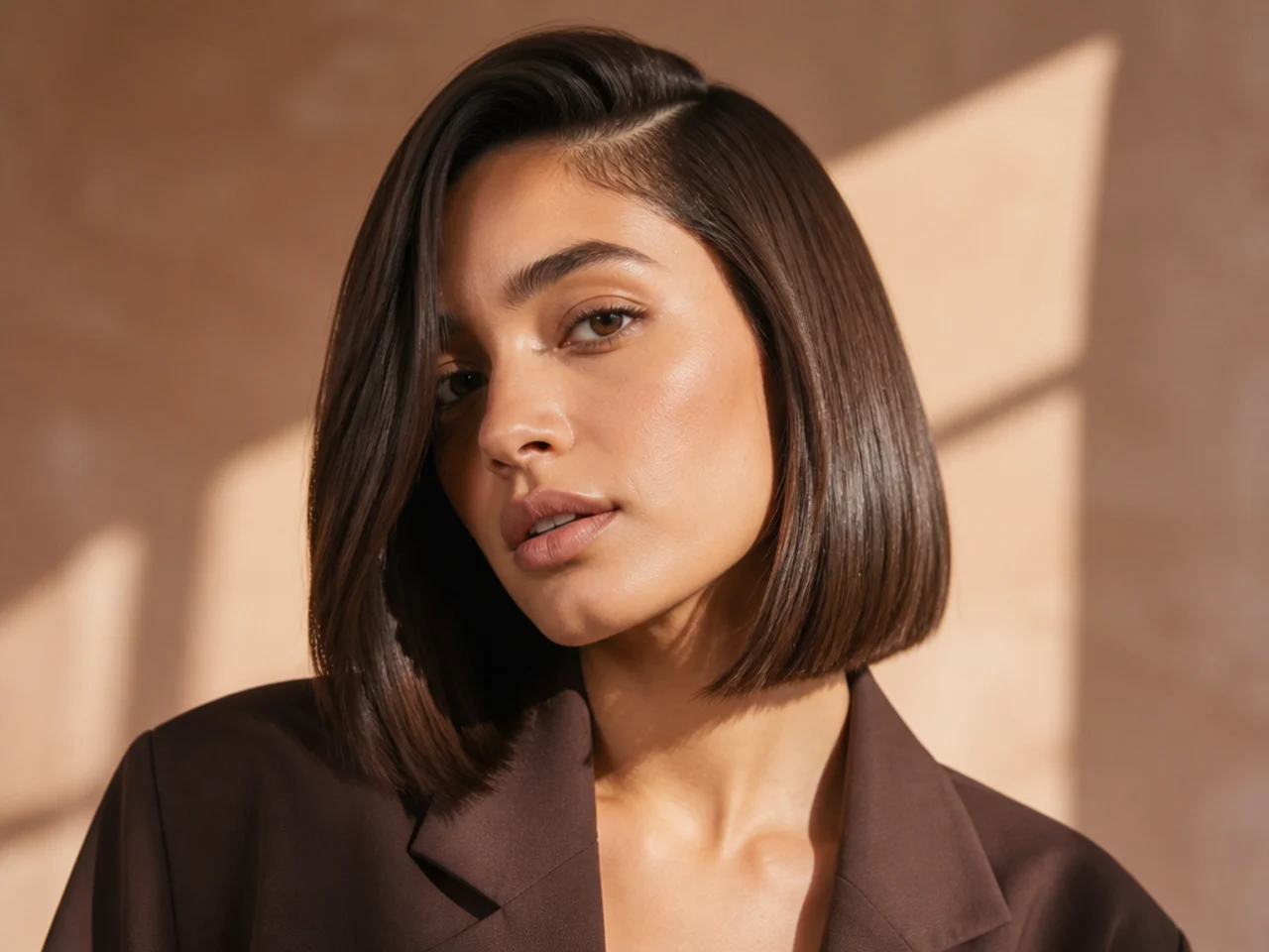 A blunt lob with a deep side part