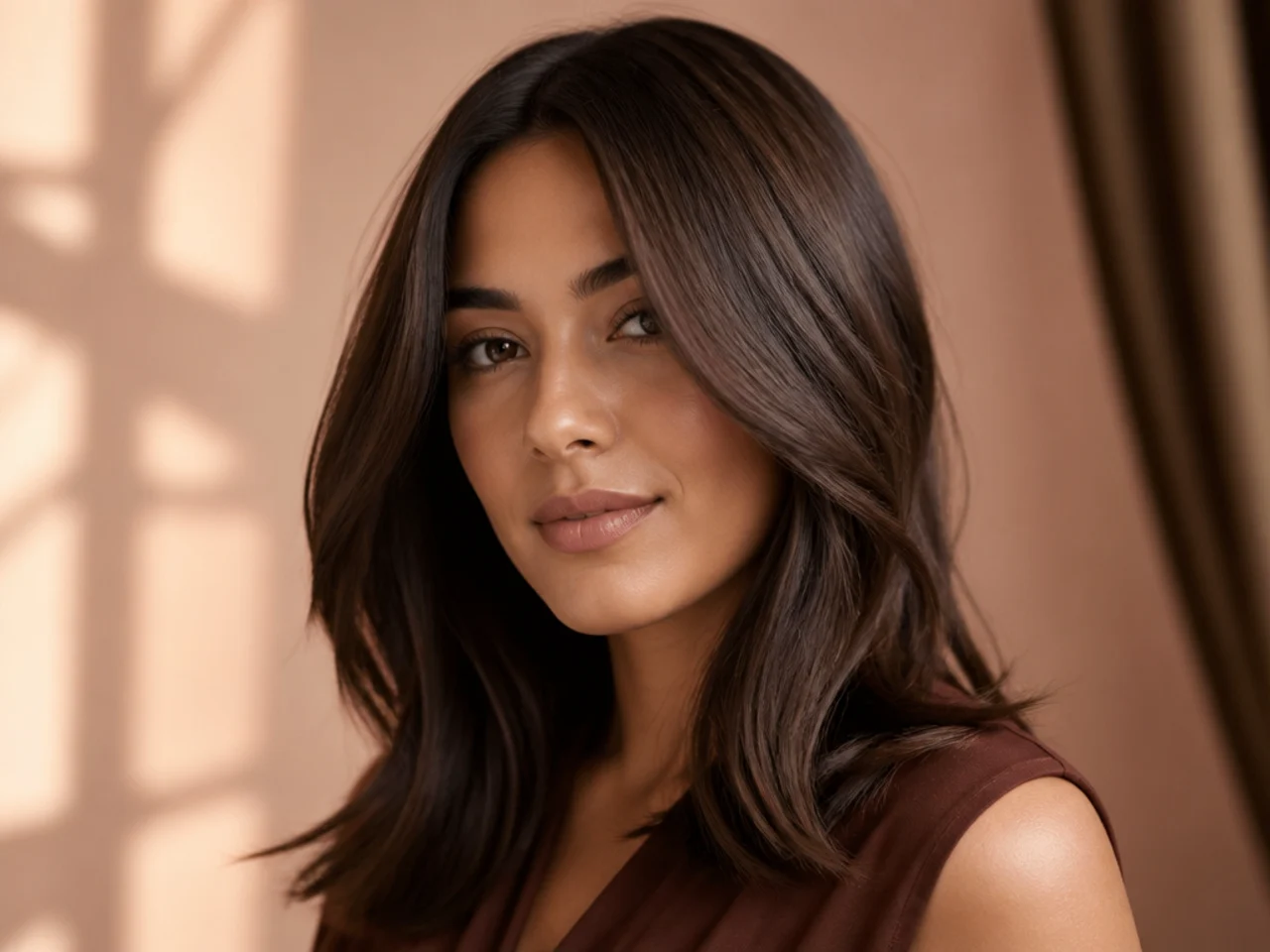 Low-contrast brunette hair