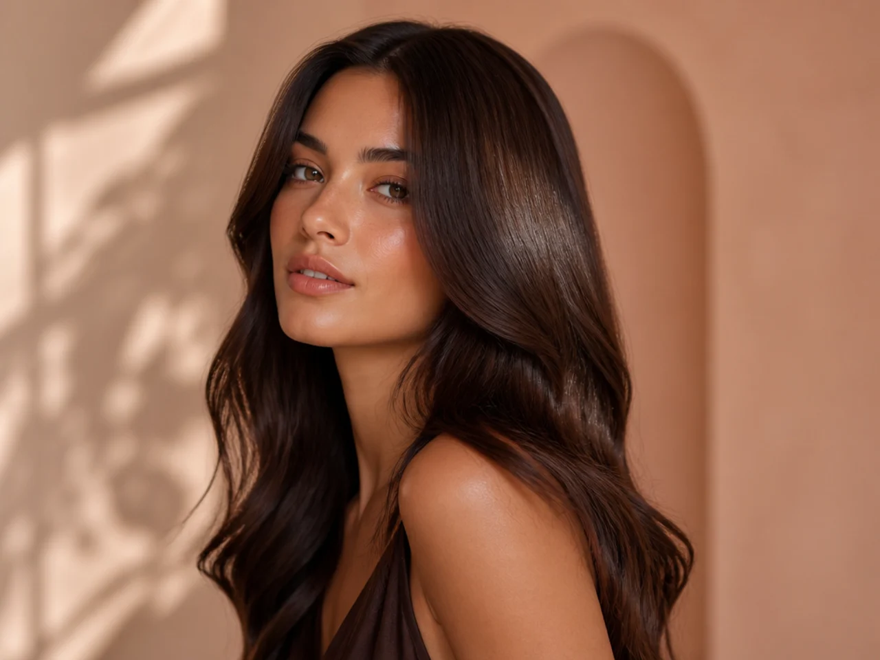 Dark chocolate glossed hair