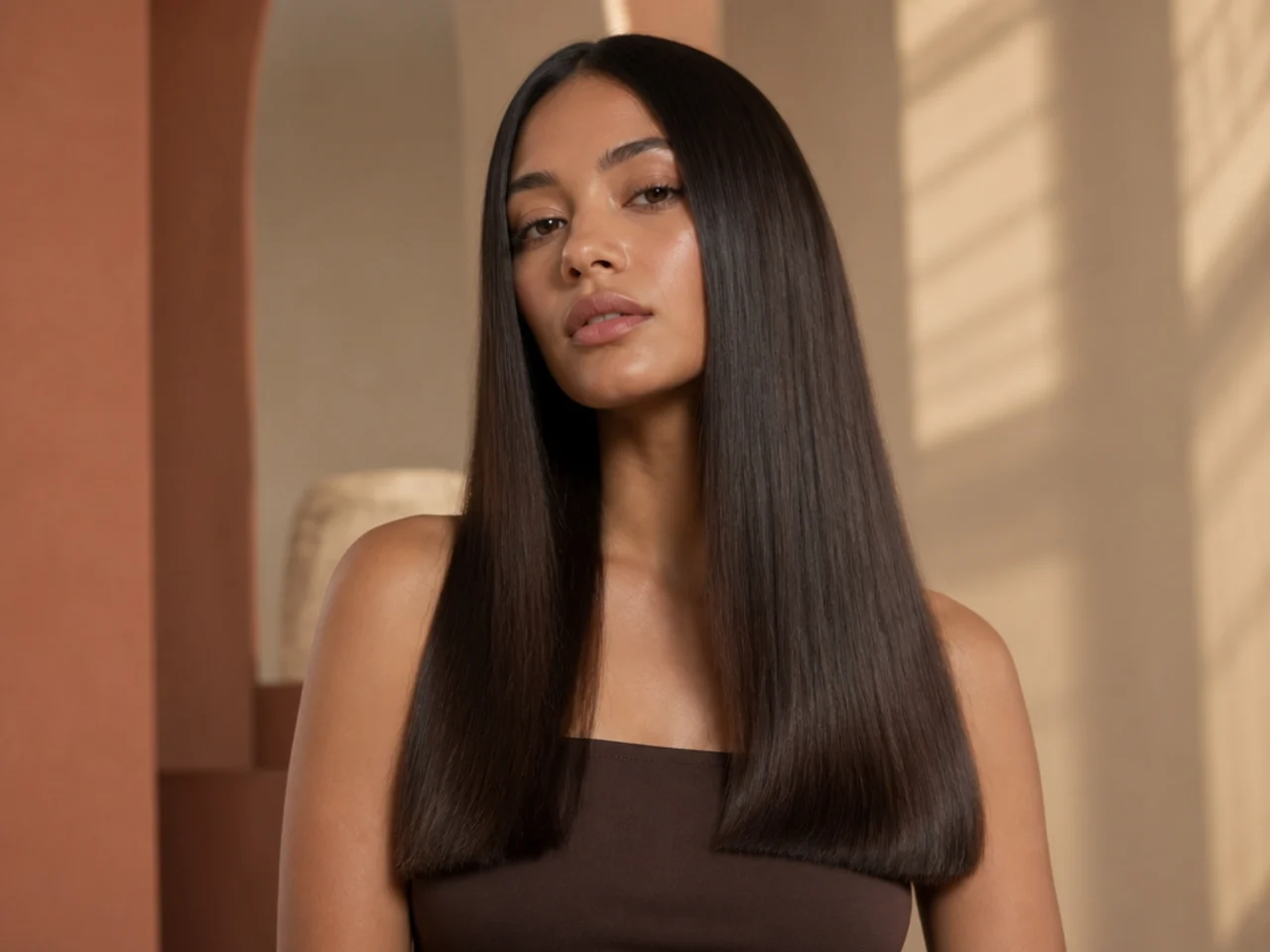 Long hair with blunt ends
