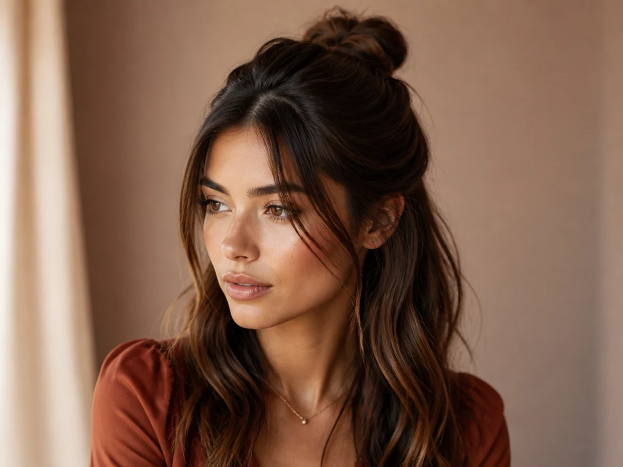 A half up on second-day hair
