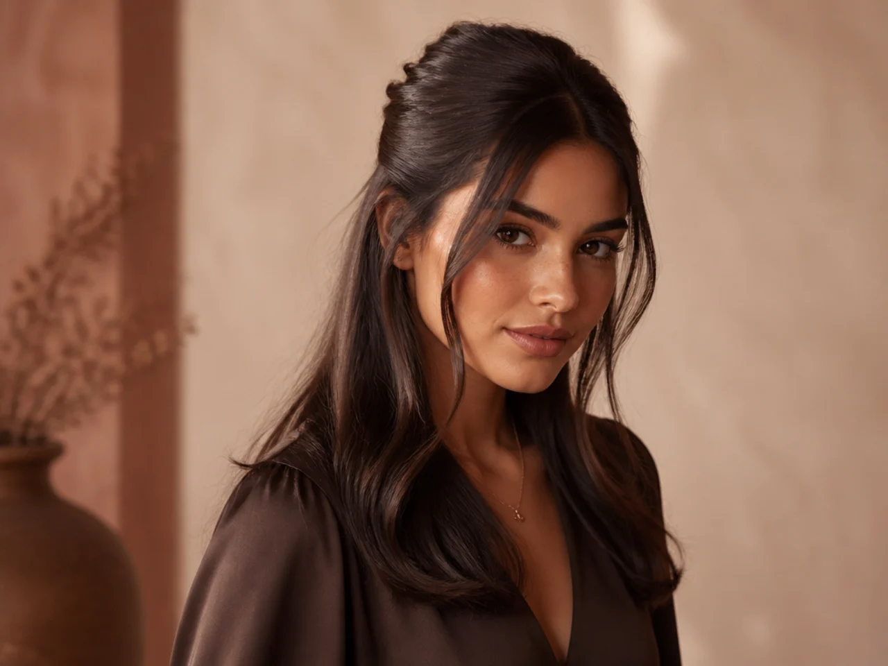 A half up with glossy length below
