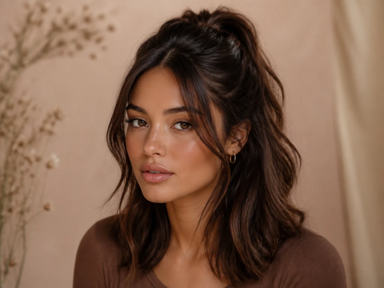 A half up ponytail