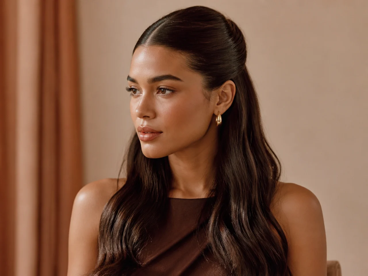 A crisp boundary between a slicked top and loose length