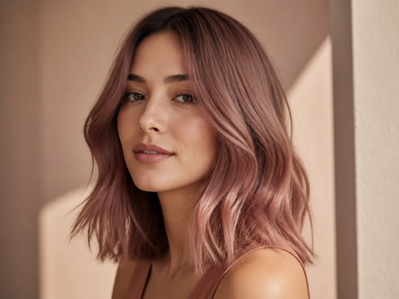 Dusty rose hair colour