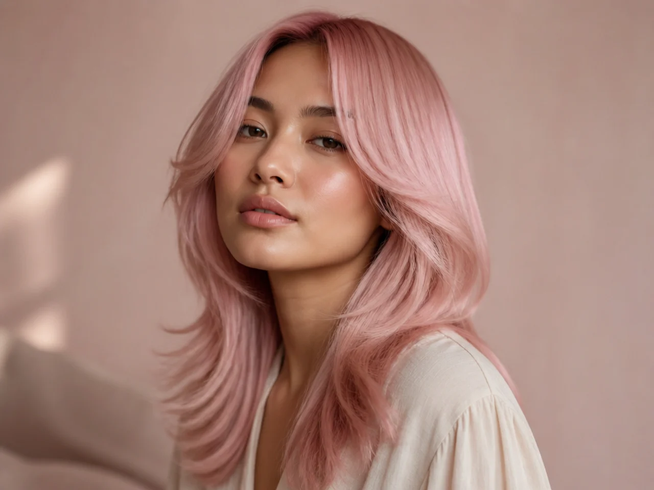 Soft pastel pink hair