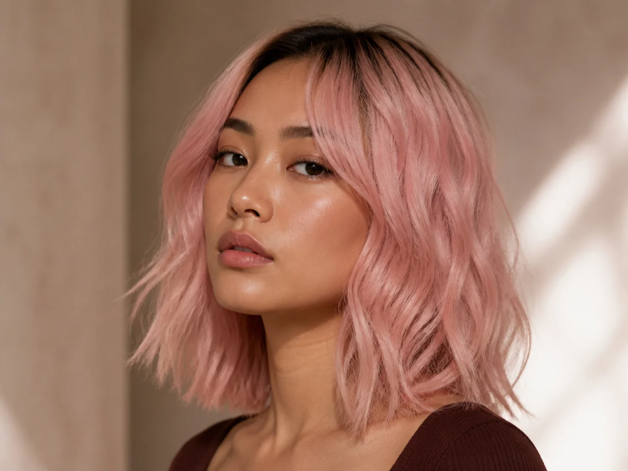 Patchy faded pastel pink hair