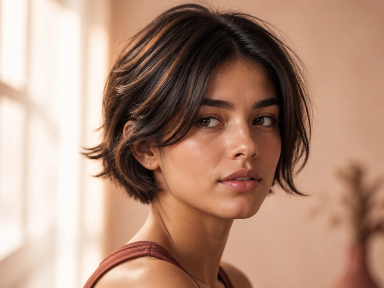 Short hair growing out toward a bob
