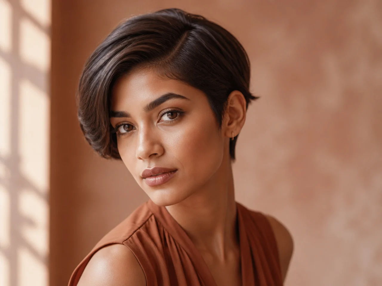 A short crop with a deep side part