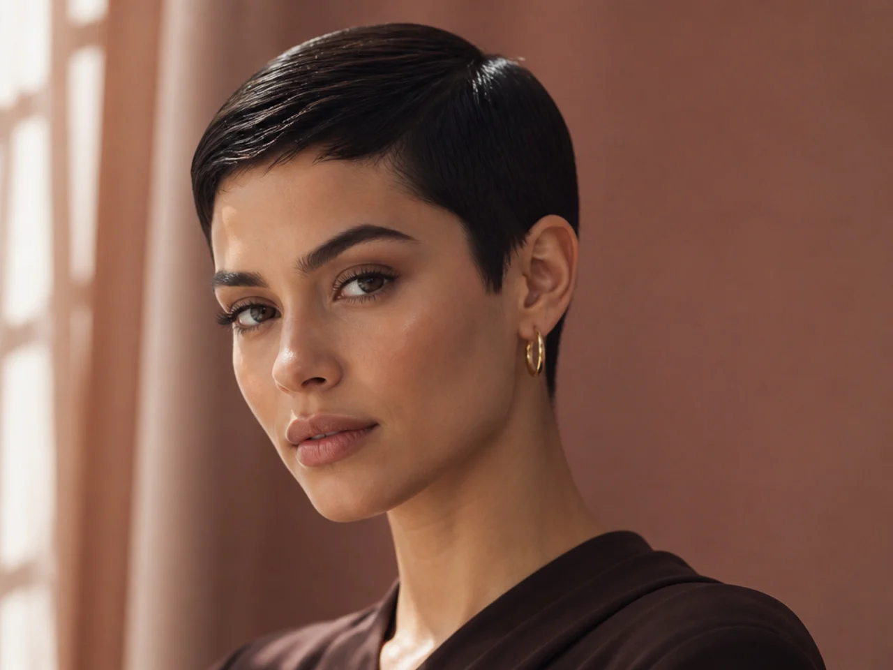 A slicked short crop