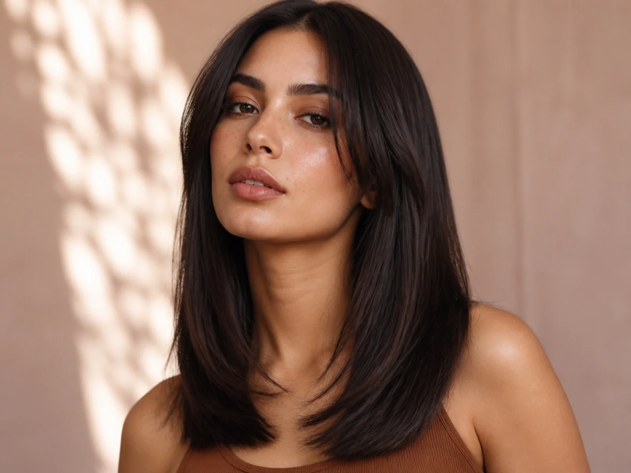 A round brush blow-dry with the ends released straight