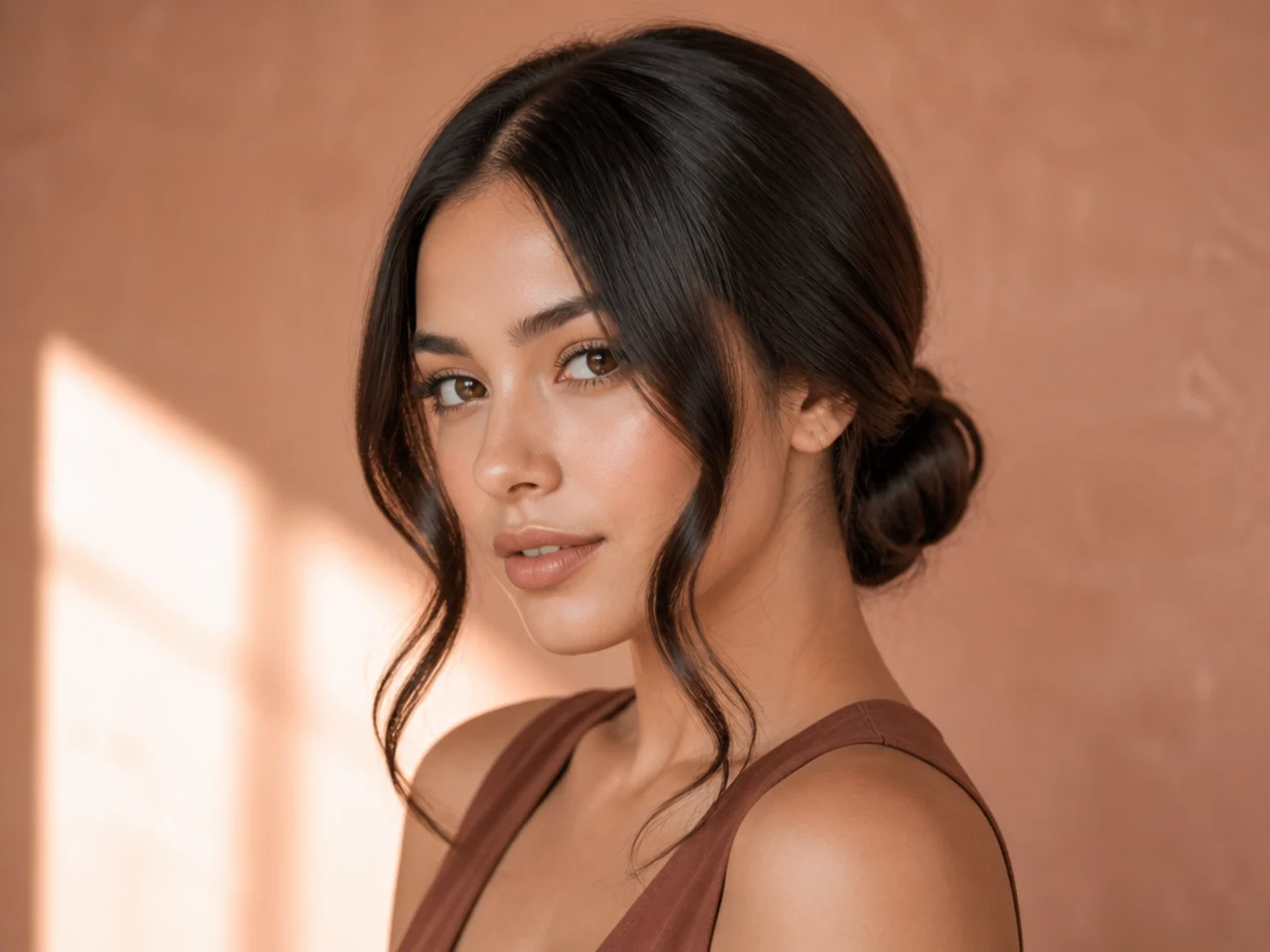 A low bun with two face-framing pieces