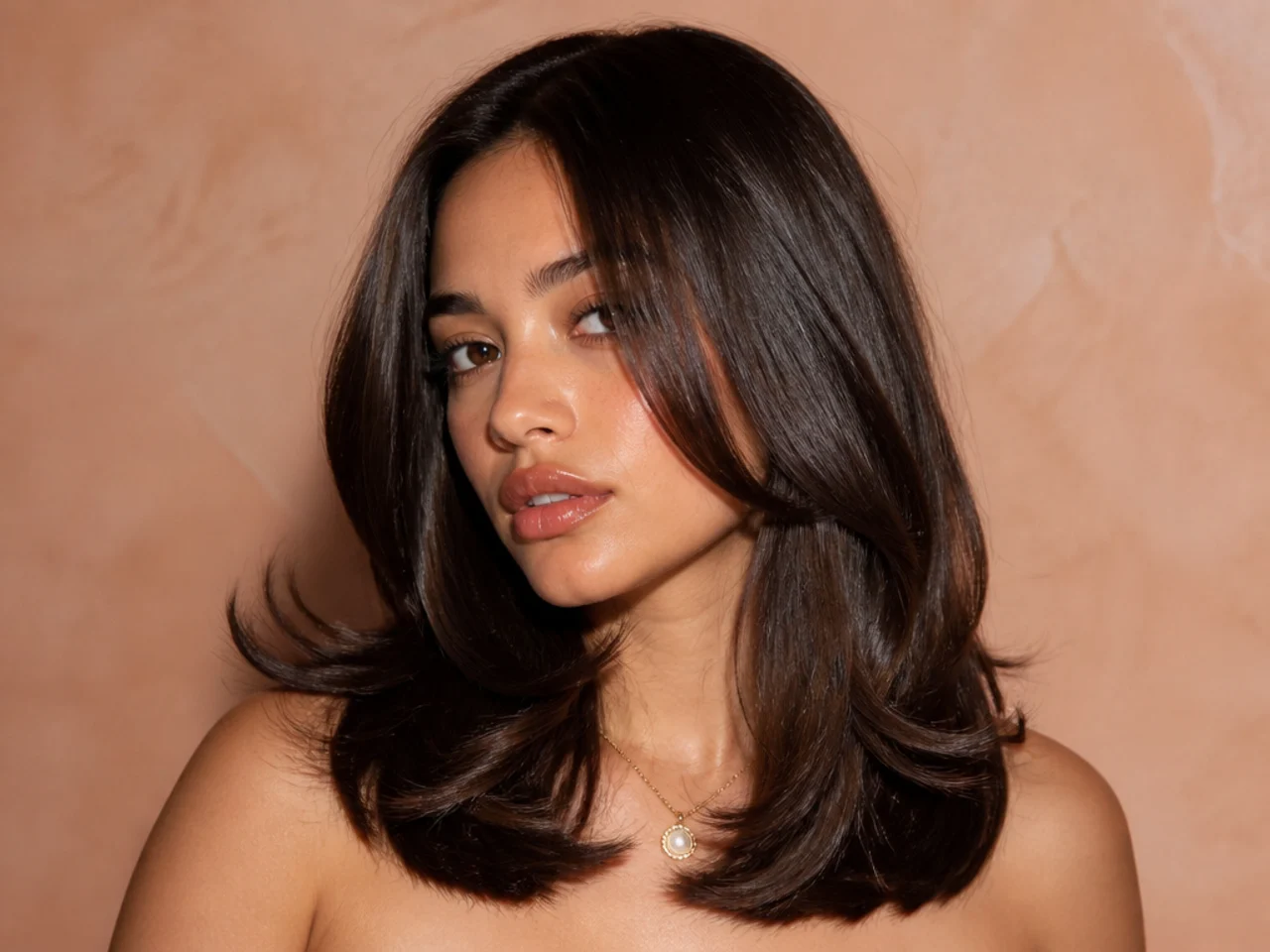 Softly textured hair photographed under direct flash