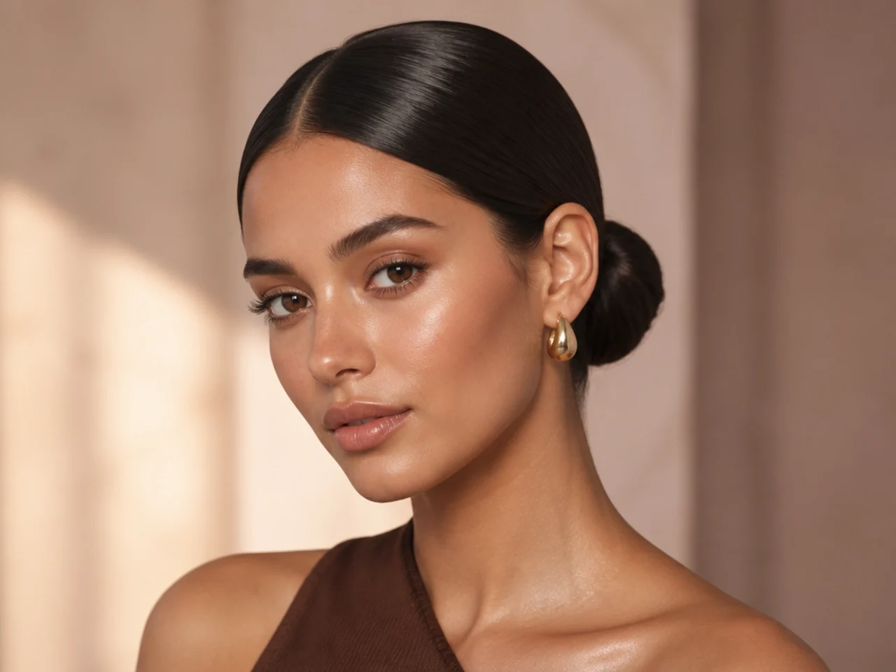 A slicked low bun